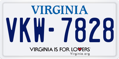VA license plate VKW7828