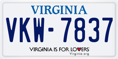 VA license plate VKW7837