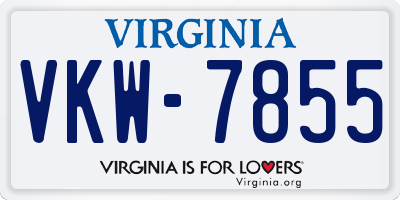 VA license plate VKW7855