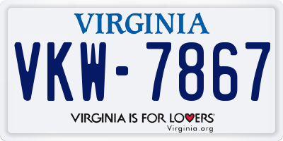 VA license plate VKW7867