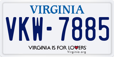 VA license plate VKW7885