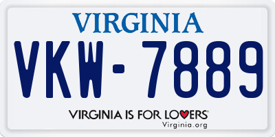 VA license plate VKW7889
