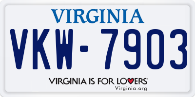 VA license plate VKW7903