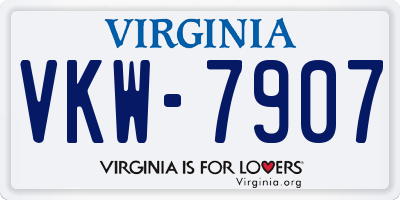 VA license plate VKW7907