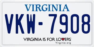 VA license plate VKW7908