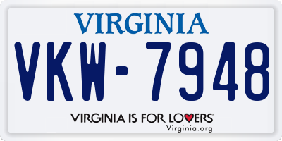 VA license plate VKW7948