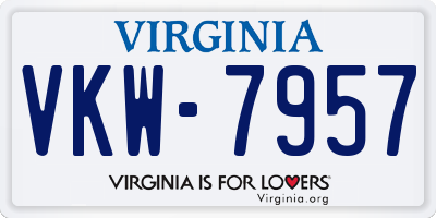 VA license plate VKW7957