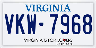 VA license plate VKW7968