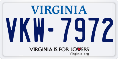 VA license plate VKW7972