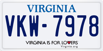 VA license plate VKW7978