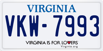 VA license plate VKW7993