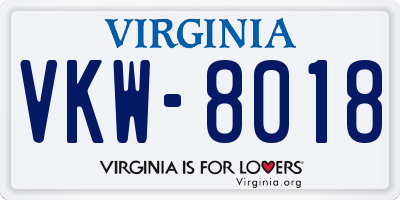 VA license plate VKW8018