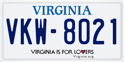 VA license plate VKW8021