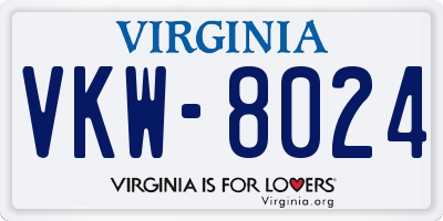 VA license plate VKW8024