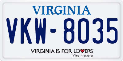 VA license plate VKW8035