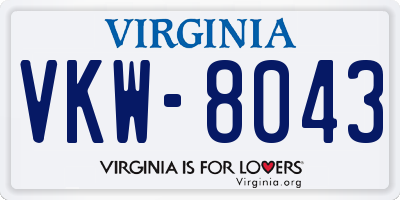 VA license plate VKW8043
