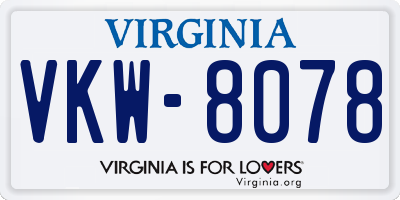 VA license plate VKW8078
