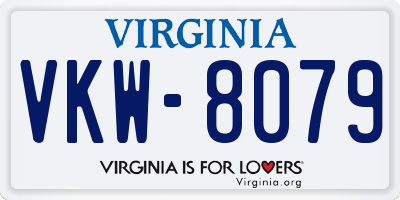 VA license plate VKW8079