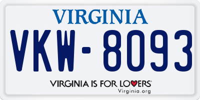 VA license plate VKW8093