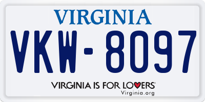 VA license plate VKW8097