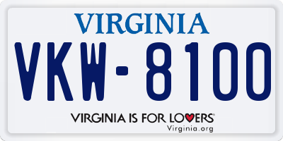 VA license plate VKW8100