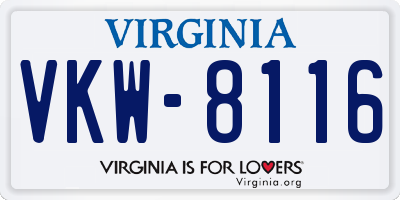 VA license plate VKW8116