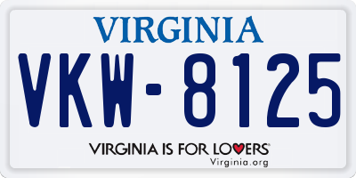 VA license plate VKW8125