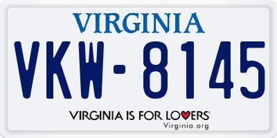 VA license plate VKW8145