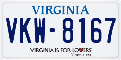 VA license plate VKW8167