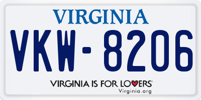 VA license plate VKW8206