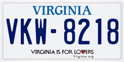 VA license plate VKW8218