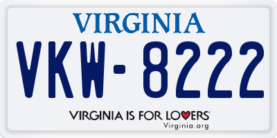 VA license plate VKW8222