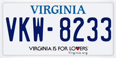 VA license plate VKW8233