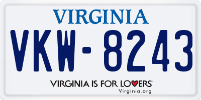 VA license plate VKW8243