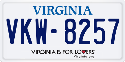 VA license plate VKW8257