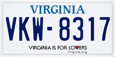 VA license plate VKW8317