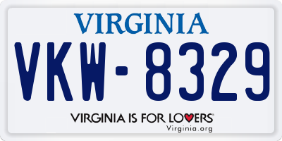 VA license plate VKW8329