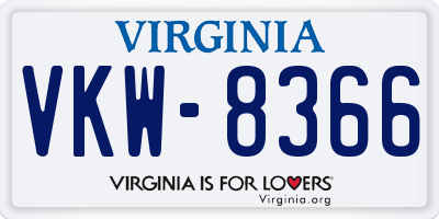 VA license plate VKW8366