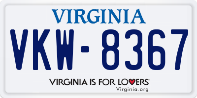 VA license plate VKW8367