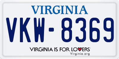 VA license plate VKW8369