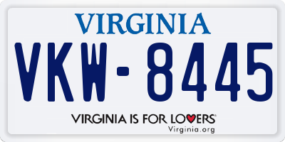 VA license plate VKW8445