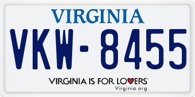 VA license plate VKW8455