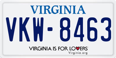 VA license plate VKW8463