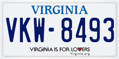 VA license plate VKW8493