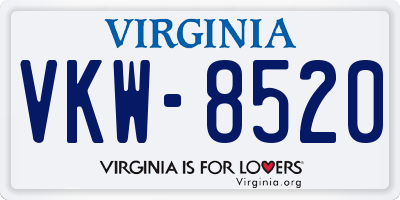VA license plate VKW8520