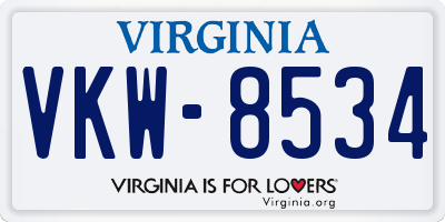 VA license plate VKW8534