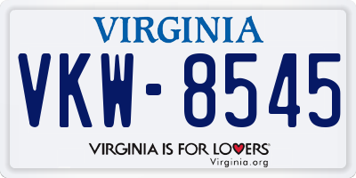 VA license plate VKW8545