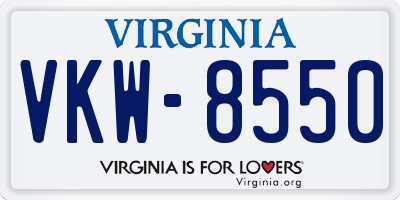 VA license plate VKW8550
