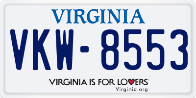 VA license plate VKW8553