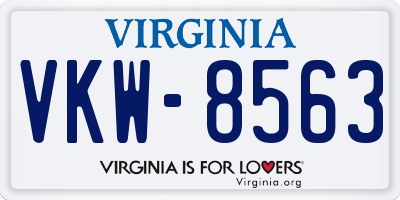 VA license plate VKW8563
